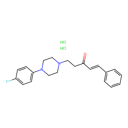 Penten-3-one, 5-(4-(p-fluorophenyl)piperazinyl)-1-phenyl-, dihydrochloride structure