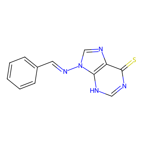 6H-Purine-6-thione,1,9-dihydro-9-[(phenylmethylene)amino]- structure