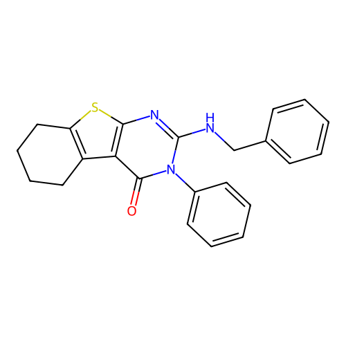 2-(benzylamino)-3-phenyl-5,6,7,8-tetrahydro-[1]benzothiolo[2,3-d]pyrimidin-4-one structure