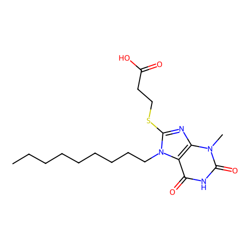 3-(3-methyl-7-nonyl-2,6-dioxo-purin-8-yl)sulfanylpropanoic Acid structure