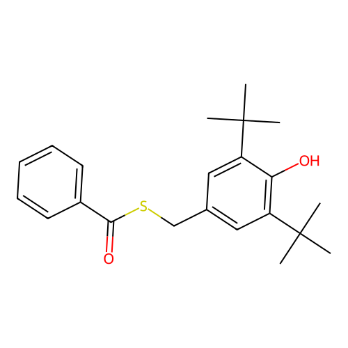 S-(3,5-di-tert-butyl-4-hydroxybenzyl) benzenecarbothioate structure