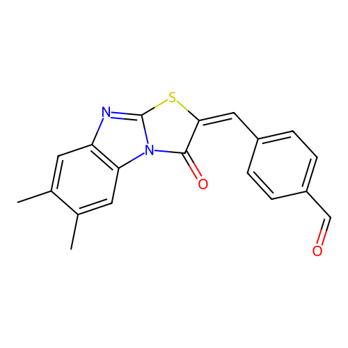 4-[(E)-(6,7-dimethyl-1-oxo-[1,3]thiazolo[3,2-a]benzimidazol-2-ylidene)methyl]benzaldehyde structure
