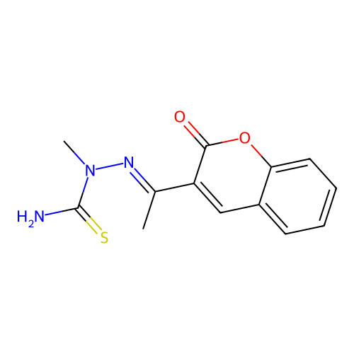 (2E)-1-methyl-2-[1-(2-oxo-2H-chromen-3-yl)ethylidene]hydrazinecarbothioamide structure