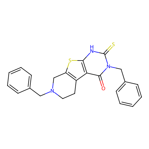 3,7-dibenzyl-2-sulfanyl-5,6,7,8-tetrahydropyrido[4',3':4,5]thieno[2,3-d]pyrimidin-4(3H)-one structure