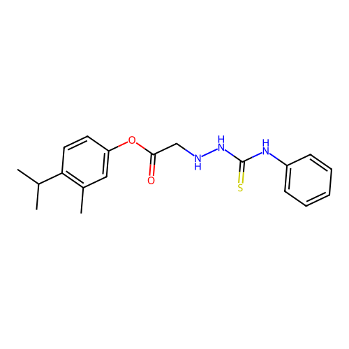 4-Isopropyl-3-methylphenyl 2-(2-(phenylcarbamothioyl)hydrazinyl)acetate structure