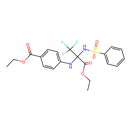 ethyl 4-((3-ethoxy-1,1,1-trifluoro-3-oxo-2-(phenylsulfonamido)propan-2-yl)amino)benzoate structure