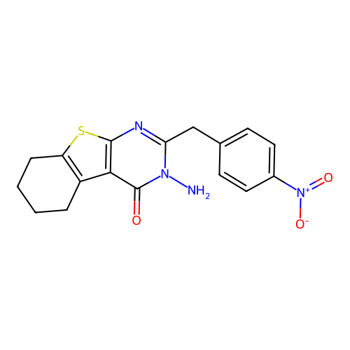 3-amino-2-(4-nitrobenzyl)-5,6,7,8-tetrahydrobenzo[4,5]thieno[2,3-d]pyrimidin-4(3H)-one structure