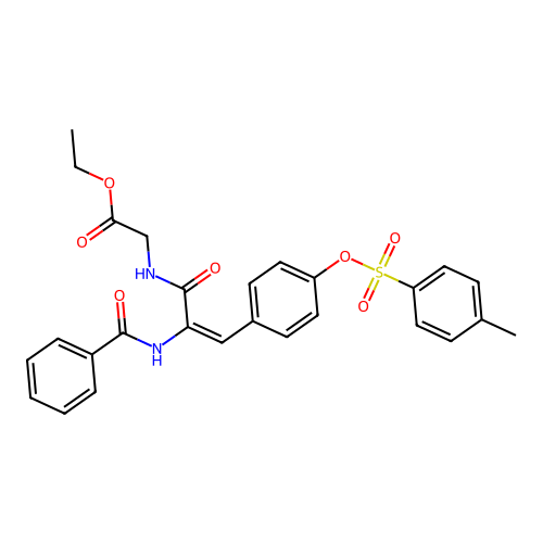 (E)-ethyl 2-(2-benzamido-3-(4-(tosyloxy)phenyl)acrylamido)acetate structure