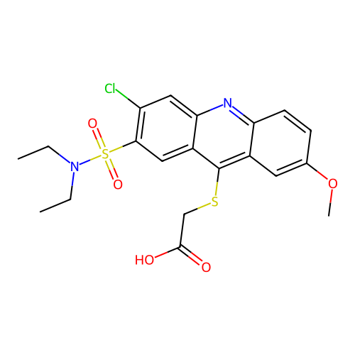 {[3-Chloro-2-(diethylsulfamoyl)-7-methoxyacridin-9-yl]sulfanyl}acetic acid structure