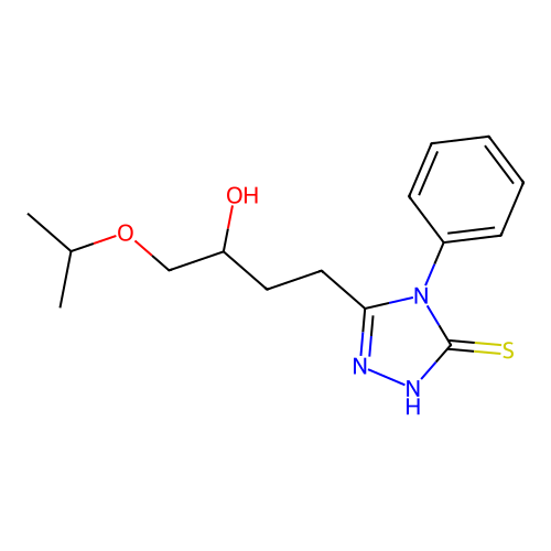 1-Isopropoxy-4-(5-mercapto-4-phenyl-4H-[1,2,4]triazol-3-yl)-butan-2-ol structure