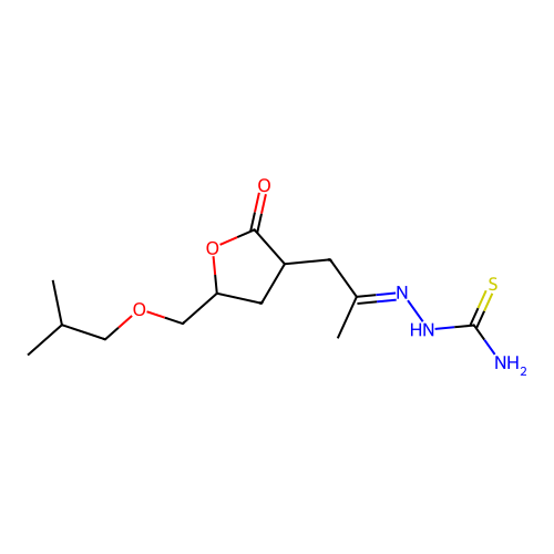 [(E)-1-[5-(2-methylpropoxymethyl)-2-oxooxolan-3-yl]propan-2-ylideneamino]thiourea structure