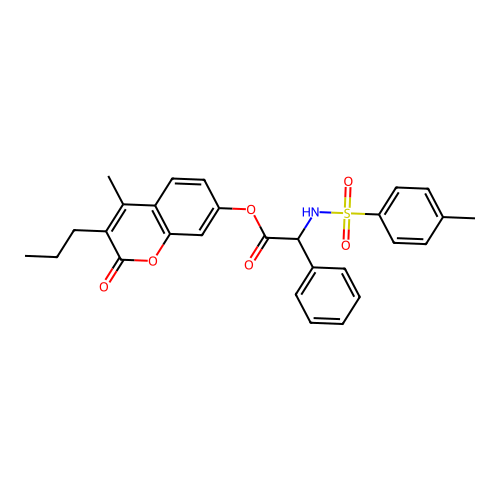(4-methyl-2-oxo-3-propylchromen-7-yl) 2-[(4-methylphenyl)sulfonylamino]-2-phenylacetate structure