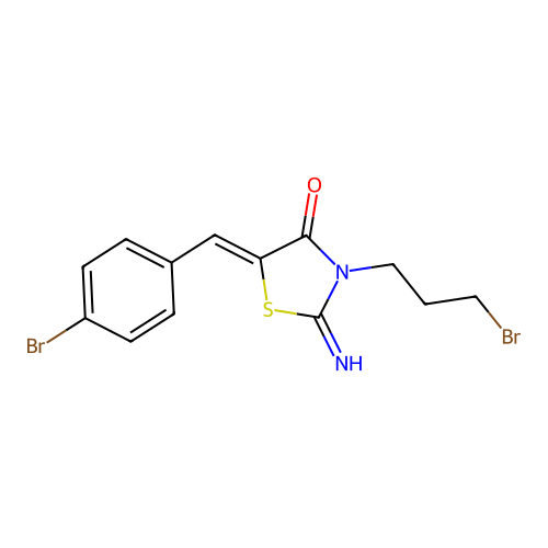 (5Z)-5-(4-bromobenzylidene)-3-(3-bromopropyl)-2-imino-1,3-thiazolidin-4-one structure