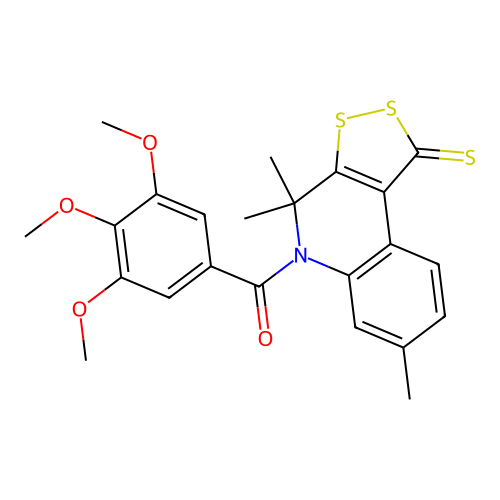 (3,4,5-trimethoxyphenyl)(4,4,7-trimethyl-1-thioxo-1H-[1,2]dithiolo[3,4-c]quinolin-5(4H)-yl)methanone structure