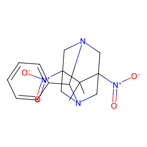 1,3-Diazaadamantane, 6,6-dimethyl-5,7-dinitro-2-phenyl- structure