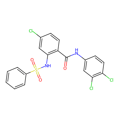 4-chloro-N-(3,4-dichlorophenyl)-2-[(phenylsulfonyl)amino]benzamide structure