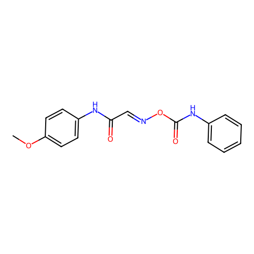 (2E)-N-(4-methoxyphenyl)-2-{[(phenylcarbamoyl)oxy]imino}ethanamide structure