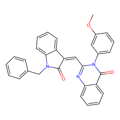 2-[(Z)-(1-benzyl-2-oxoindol-3-ylidene)methyl]-3-(3-methoxyphenyl)quinazolin-4-one structure