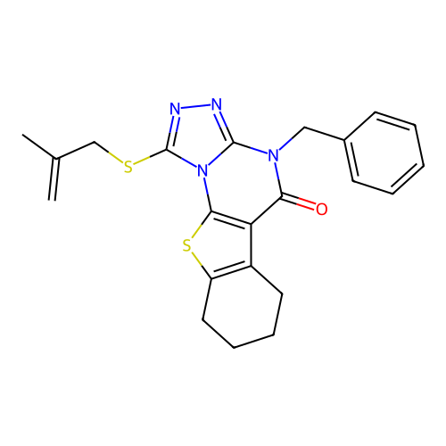 4-benzyl-1-((2-methylallyl)thio)-6,7,8,9-tetrahydrobenzo[4,5]thieno[3,2-e][1,2,4]triazolo[4,3-a]pyrimidin-5(4H)-one structure