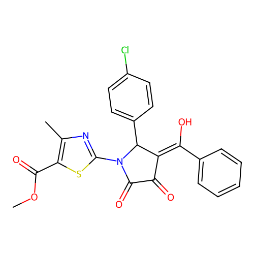 methyl 2-(3-benzoyl-2-(4-chlorophenyl)-4-hydroxy-5-oxo-2,5-dihydro-1H-pyrrol-1-yl)-4-methylthiazole-5-carboxylate structure