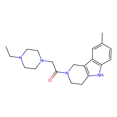 2-(4-ethylpiperazin-1-yl)-1-(8-methyl-1,3,4,5-tetrahydropyrido[4,3-b]indol-2-yl)ethanone structure