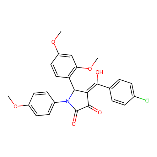 (4E)-4-[(4-chlorophenyl)(hydroxy)methylidene]-5-(2,4-dimethoxyphenyl)-1-(4-methoxyphenyl)pyrrolidine-2,3-dione structure