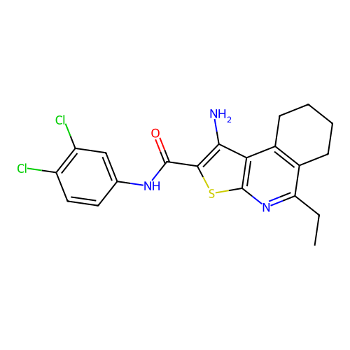 1-amino-N-(3,4-dichlorophenyl)-5-ethyl-6,7,8,9-tetrahydrothieno[2,3-c]isoquinoline-2-carboxamide structure