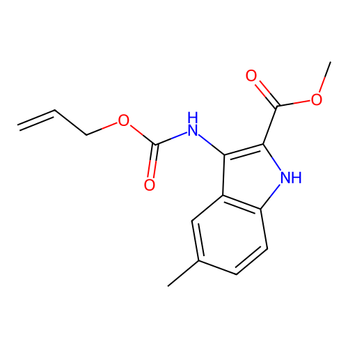 methyl 5-methyl-3-{[(prop-2-en-1-yloxy)carbonyl]amino}-1H-indole-2-carboxylate structure