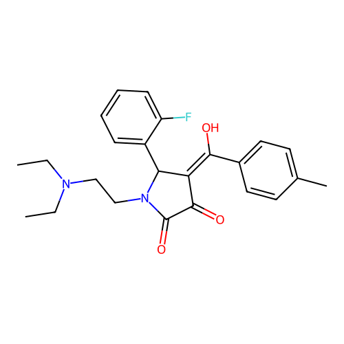 (4E)-1-(2-diethylaminoethyl)-5-(2-fluorophenyl)-4-[hydroxy-(4-methylphenyl)methylidene]pyrrolidine-2,3-dione structure