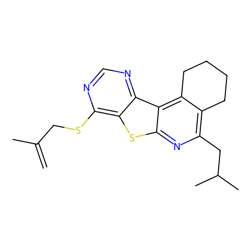5-isobutyl-8-((2-methylallyl)thio)-1,2,3,4-tetrahydropyrimido[4',5':4,5]thieno[2,3-c]isoquinoline structure