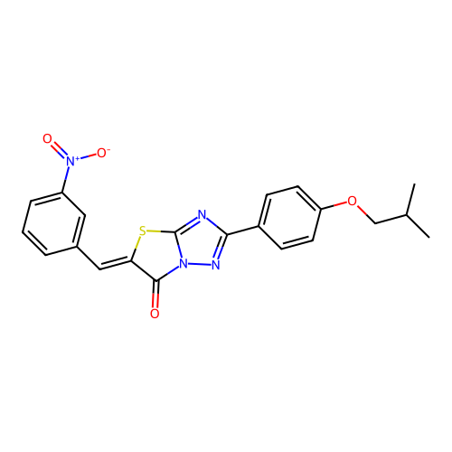 (Z)-2-(4-isobutoxyphenyl)-5-(3-nitrobenzylidene)thiazolo[3,2-b][1,2,4]triazol-6(5H)-one structure