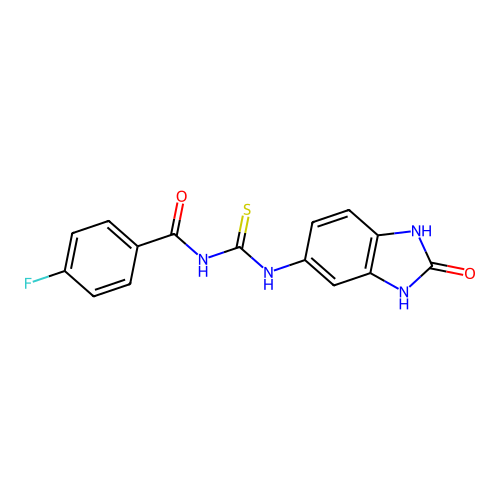 4-fluoro-N-[(2-oxo-2,3-dihydro-1H-benzimidazol-5-yl)carbamothioyl]benzamide structure