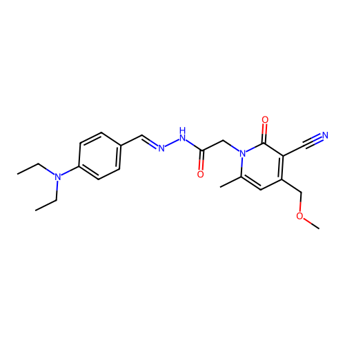 (E)-2-(3-cyano-4-(methoxymethyl)-6-methyl-2-oxopyridin-1(2H)-yl)-N'-(4-(diethylamino)benzylidene)acetohydrazide structure