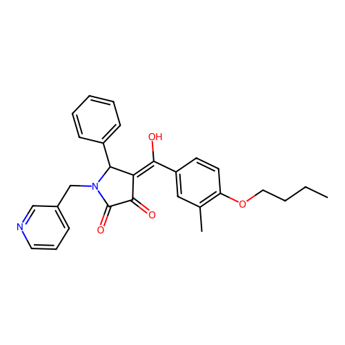 (4E)-4-[(4-butoxy-3-methylphenyl)(hydroxy)methylidene]-5-phenyl-1-(pyridin-3-ylmethyl)pyrrolidine-2,3-dione structure
