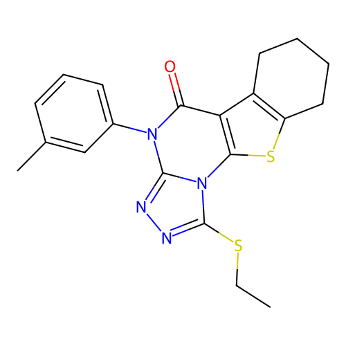 1-(ethylsulfanyl)-4-(3-methylphenyl)-6,7,8,9-tetrahydro[1]benzothieno[3,2-e][1,2,4]triazolo[4,3-a]pyrimidin-5(4H)-one structure