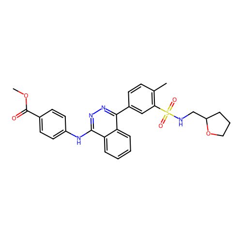 methyl 4-[(4-{4-methyl-3-[(tetrahydrofuran-2-ylmethyl)sulfamoyl]phenyl}phthalazin-1-yl)amino]benzoate structure