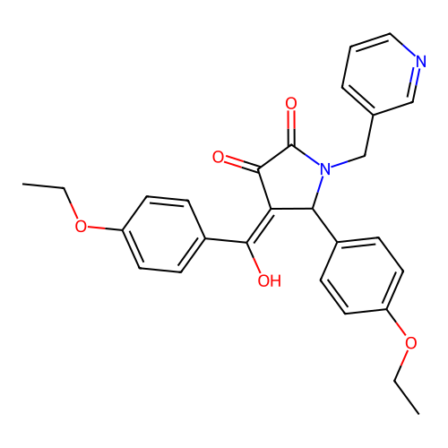 (4E)-5-(4-ethoxyphenyl)-4-[(4-ethoxyphenyl)(hydroxy)methylidene]-1-(pyridin-3-ylmethyl)pyrrolidine-2,3-dione structure