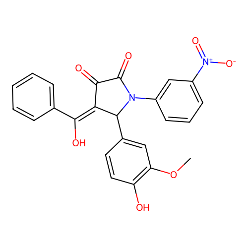 (4E)-5-(4-hydroxy-3-methoxyphenyl)-4-[hydroxy(phenyl)methylidene]-1-(3-nitrophenyl)pyrrolidine-2,3-dione structure