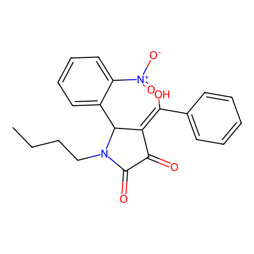 (4E)-1-butyl-4-[hydroxy(phenyl)methylidene]-5-(2-nitrophenyl)pyrrolidine-2,3-dione structure