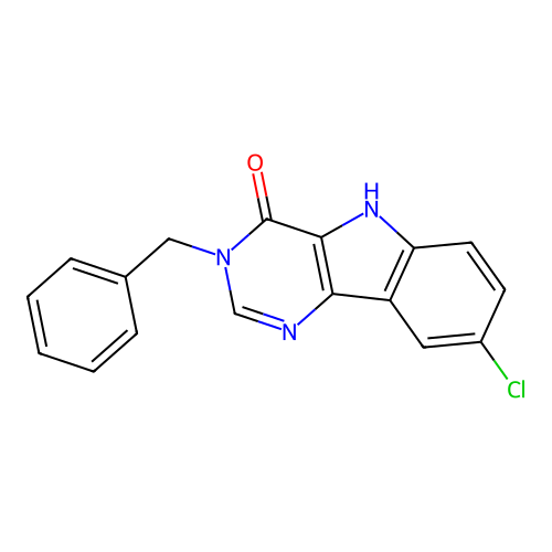 3-benzyl-8-chloro-5H-pyrimido[5,4-b]indol-4-one structure