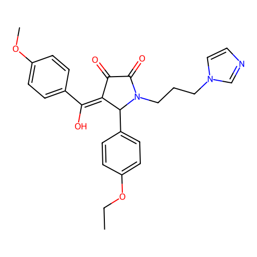 (4E)-5-(4-ethoxyphenyl)-4-[hydroxy(4-methoxyphenyl)methylidene]-1-[3-(1H-imidazol-1-yl)propyl]pyrrolidine-2,3-dione structure