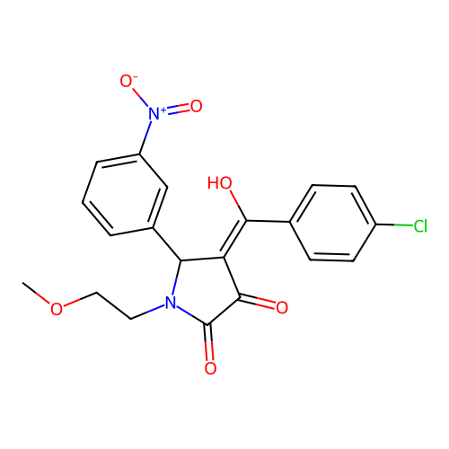4-(4-chlorobenzoyl)-3-hydroxy-1-(2-methoxyethyl)-5-(3-nitrophenyl)-1H-pyrrol-2(5H)-one structure