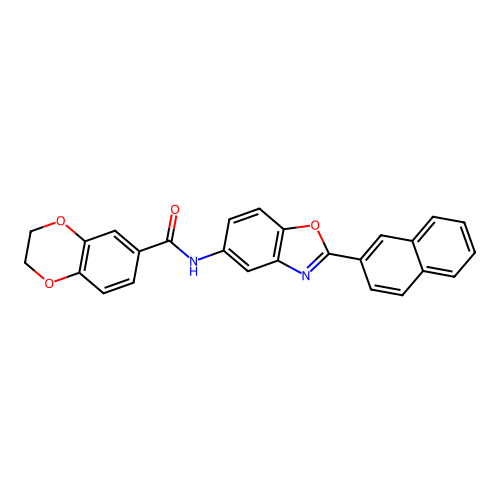 2,3-Dihydro-benzo[1,4]dioxine-6-carboxylic acid (2-naphthalen-2-yl-benzooxazol-5-yl)-amide structure