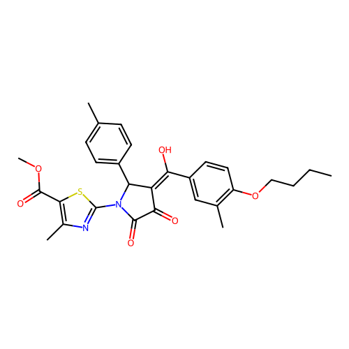methyl 2-(3-(4-butoxy-3-methylbenzoyl)-4-hydroxy-5-oxo-2-(p-tolyl)-2,5-dihydro-1H-pyrrol-1-yl)-4-methylthiazole-5-carboxylate structure