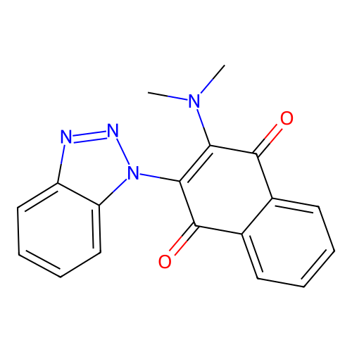 2-(1H-benzotriazol-1-yl)-3-(dimethylamino)naphthalene-1,4-dione structure