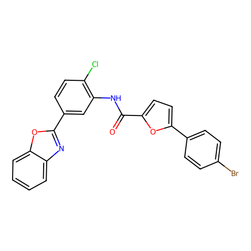 N-[5-(1,3-benzoxazol-2-yl)-2-chlorophenyl]-5-(4-bromophenyl)furan-2-carboxamide structure