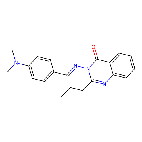 3-({(E)-[4-(dimethylamino)phenyl]methylidene}amino)-2-propylquinazolin-4(3H)-one structure