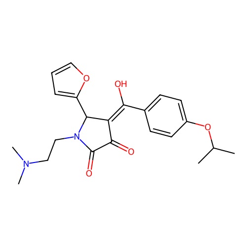 (4E)-1-(2-dimethylaminoethyl)-5-(furan-2-yl)-4-[hydroxy-(4-propan-2-yloxyphenyl)methylidene]pyrrolidine-2,3-dione structure