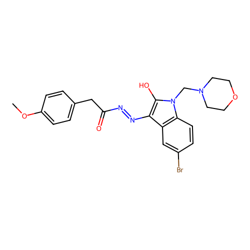N'-[(3Z)-5-BROMO-1-[(MORPHOLIN-4-YL)METHYL]-2-OXO-2,3-DIHYDRO-1H-INDOL-3-YLIDENE]-2-(4-METHOXYPHENYL)ACETOHYDRAZIDE structure