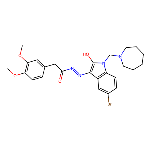 (E)-N'-(1-(azepan-1-ylmethyl)-5-bromo-2-oxoindolin-3-ylidene)-2-(3,4-dimethoxyphenyl)acetohydrazide structure